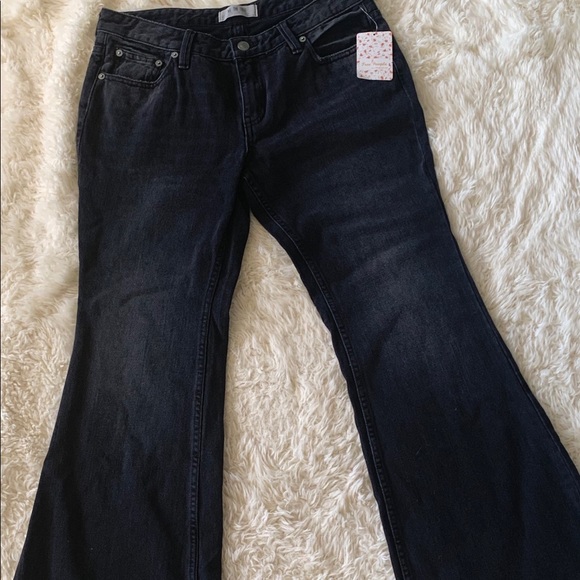 Black/Grey Fringe Free People Jeans - Picture 1 of 6